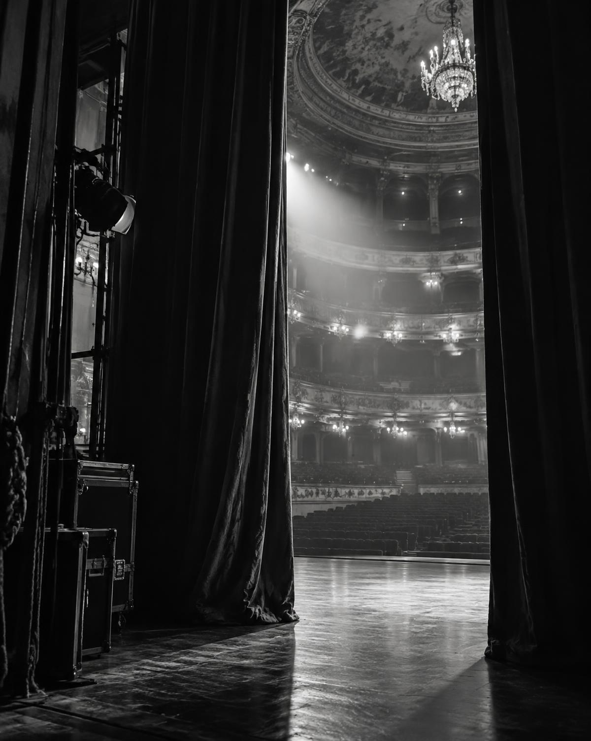 View from backstage into a grand theatre auditorium